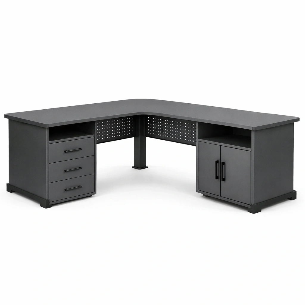 L Schreibtisch Eckschreibtisch Grau Modern